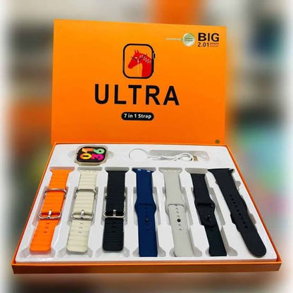 Premium & Bold Look Big Ultra 7-in-1 Smart Watch Bundle – Big Display, Bluetooth Calling & 7 Straps