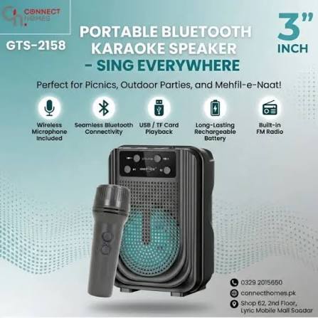 GTS-2005 Portable Wireless Karaoke Speaker with Voice Changer & Wireless Mic