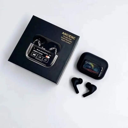 Smart ANC Wireless Earbuds – Touch Display & Noise Cancellation