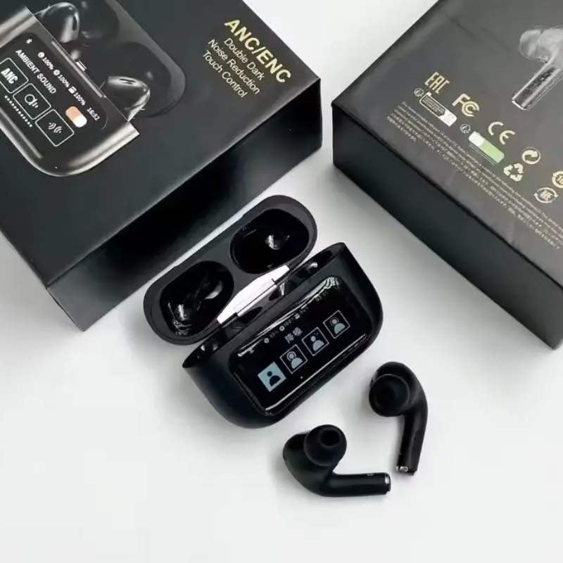 Smart ANC Wireless Earbuds – Touch Display & Noise Cancellation