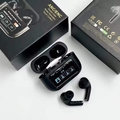 Smart ANC Wireless Earbuds – Touch Display & Noise Cancellation